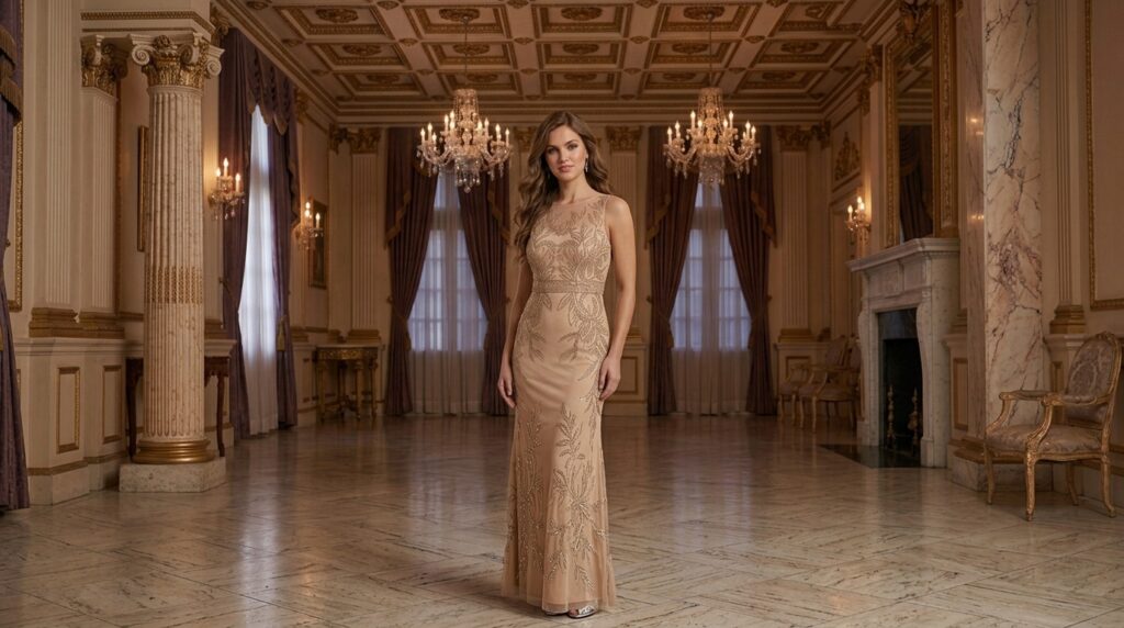 Cowl neck maxi dress with a graceful draped neckline and elegant flowing silhouette
