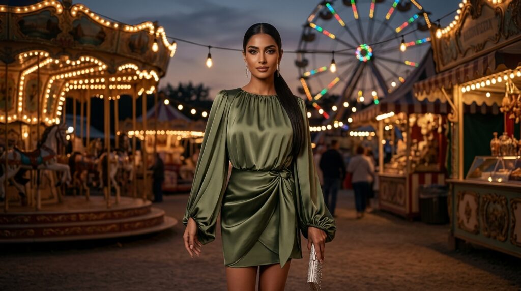 Balloon sleeve mini dress with voluminous sleeves and a chic short silhouette