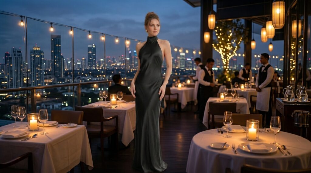 Cape sleeve dress for women with an elegant flowing silhouette