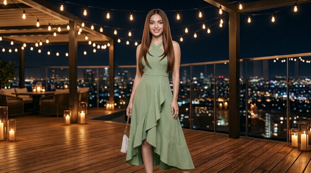 High-low hem dress with a shorter front and flowing longer back