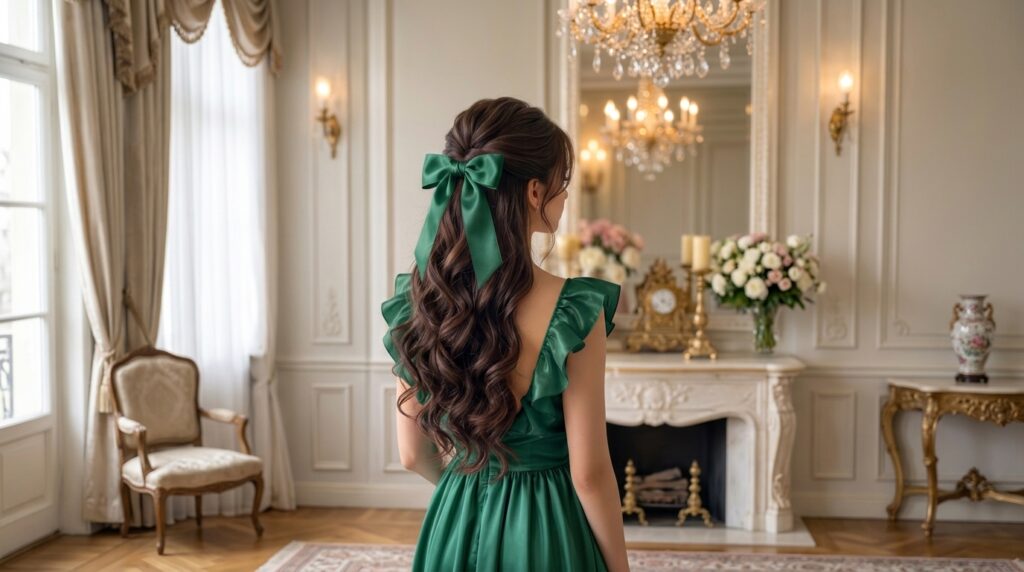 Cute butterfly clip hairstyle with a delicate butterfly hair clip and soft glossy hair
