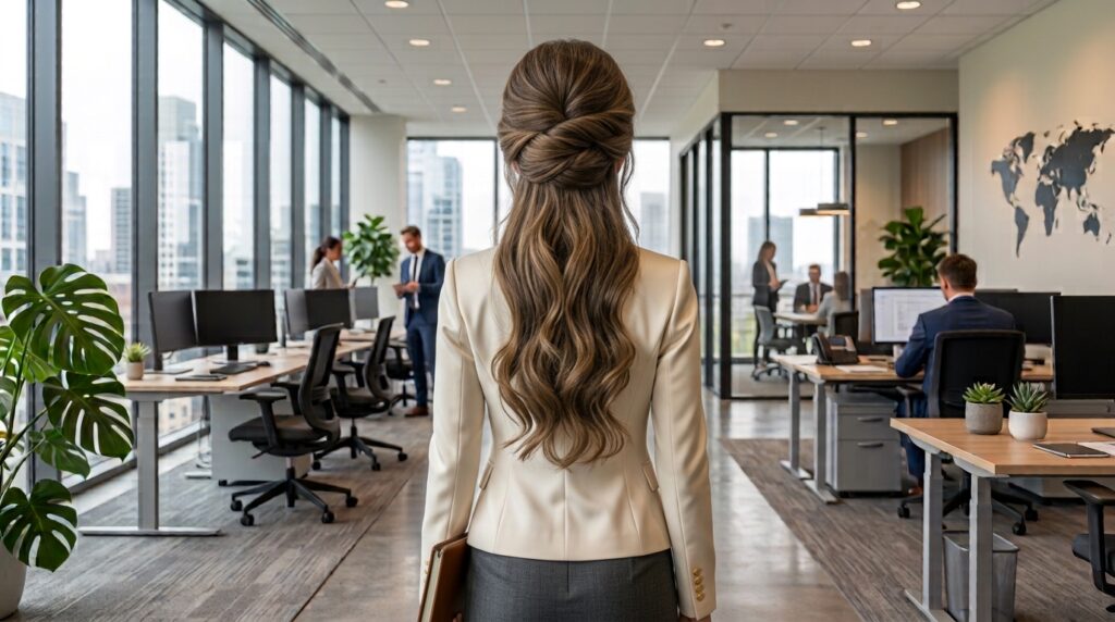 French twist with loose lengths hairstyle for women