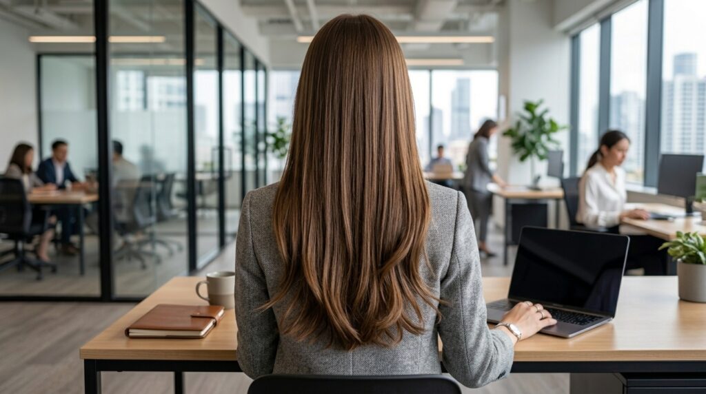 Straight hair with flipped ends for a modern office look