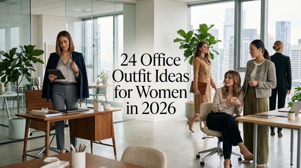 24 Office Outfit Ideas for Women in 2026 featuring elegant professional workwear