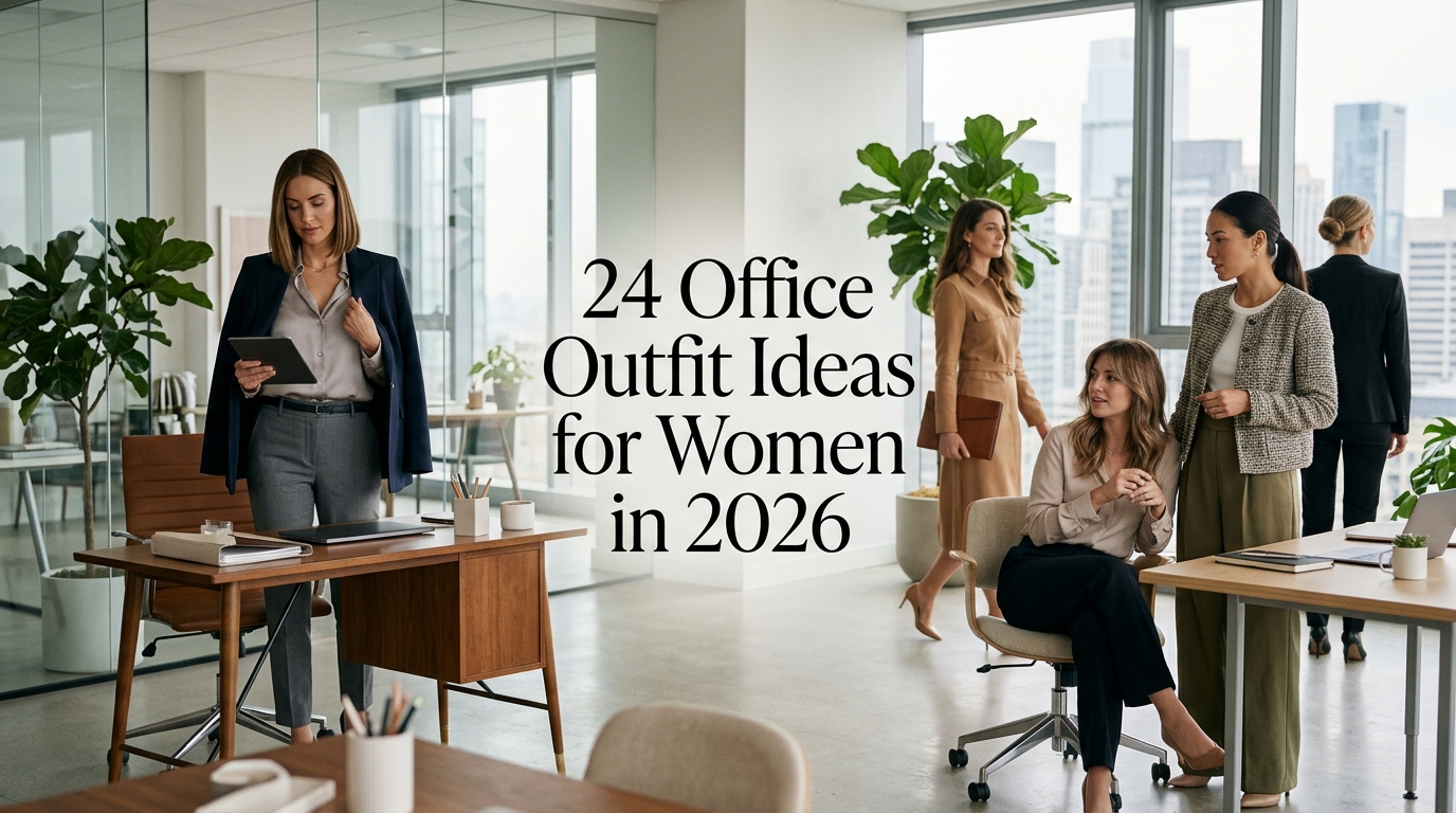 24 Office Outfit Ideas for Women in 2026 featuring elegant professional workwear