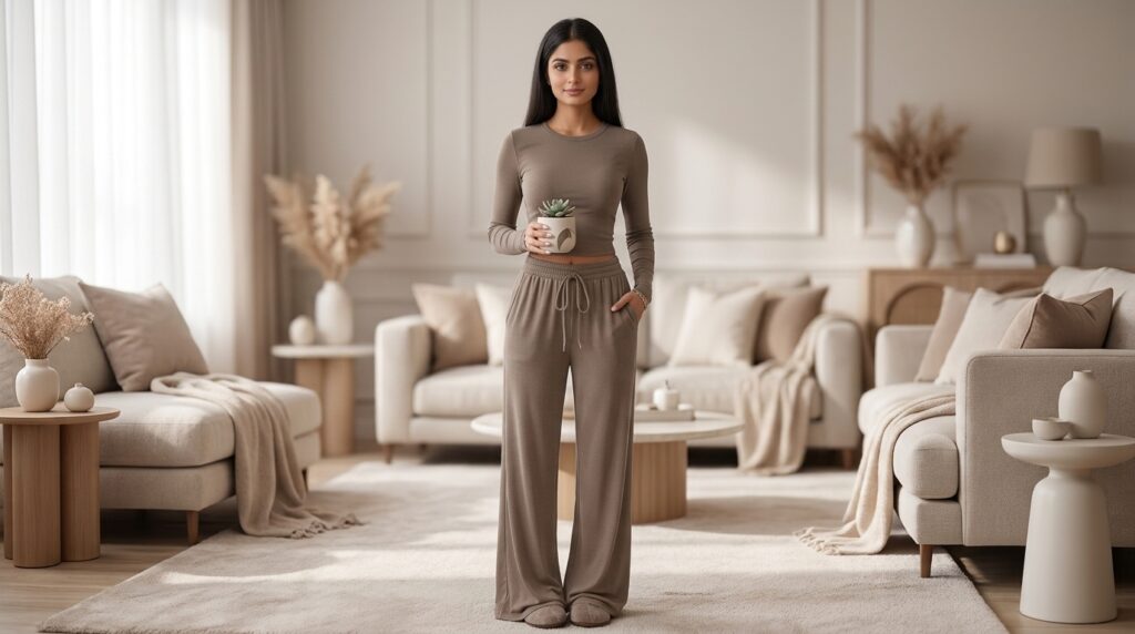 Chic ribbed knit set outfit for women