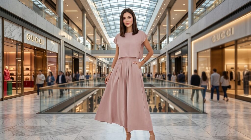 Chic wrap skirt set outfit for women with a stylish coordinated look